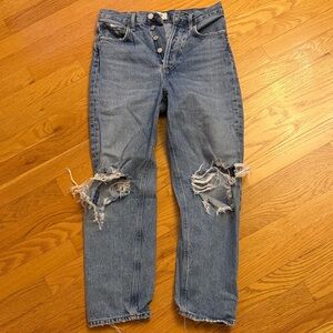 Agolde Blue Distressed Boyfriend Jeans